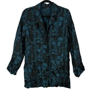 Liv by Habitat Clothes Teal Black Crinkle Event Style Small Tunic Blouse